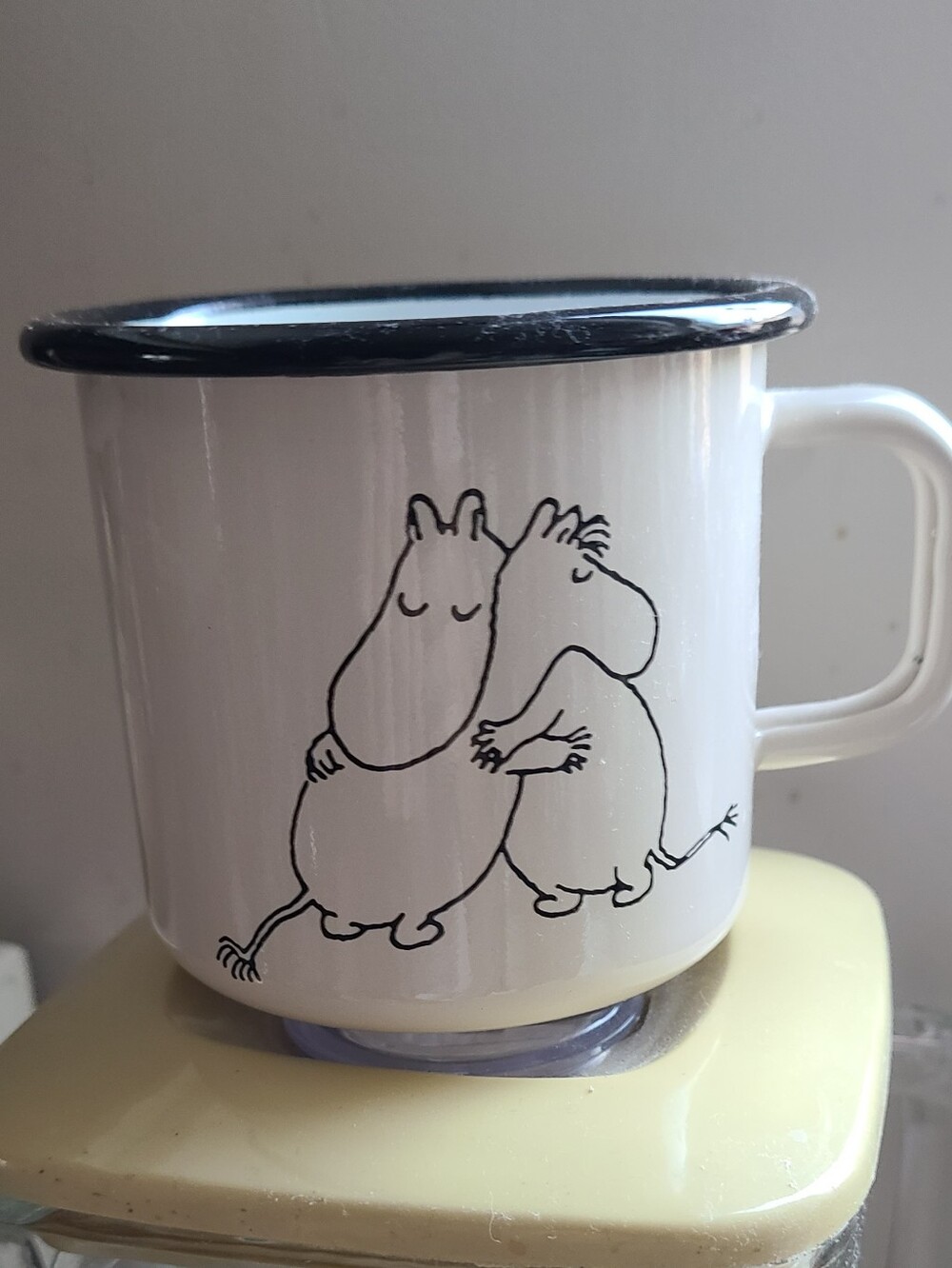 White Moomin Hug Enamel Mug by Muurla - 80th Anniversary Edition